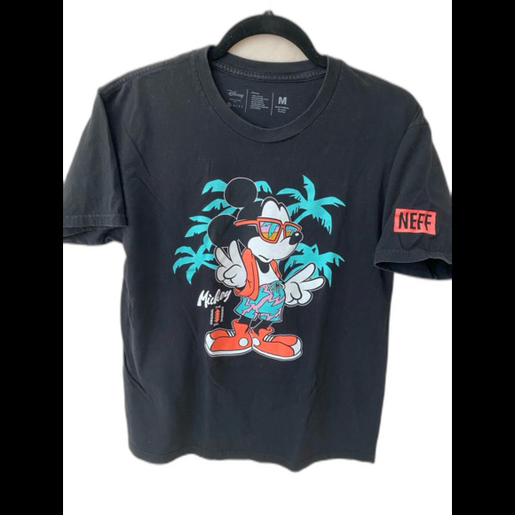 Disney T-Shirt Men’s Size M Black Graphic Neff Mickey Mouse Graphic Collection - Picture 1 of 9